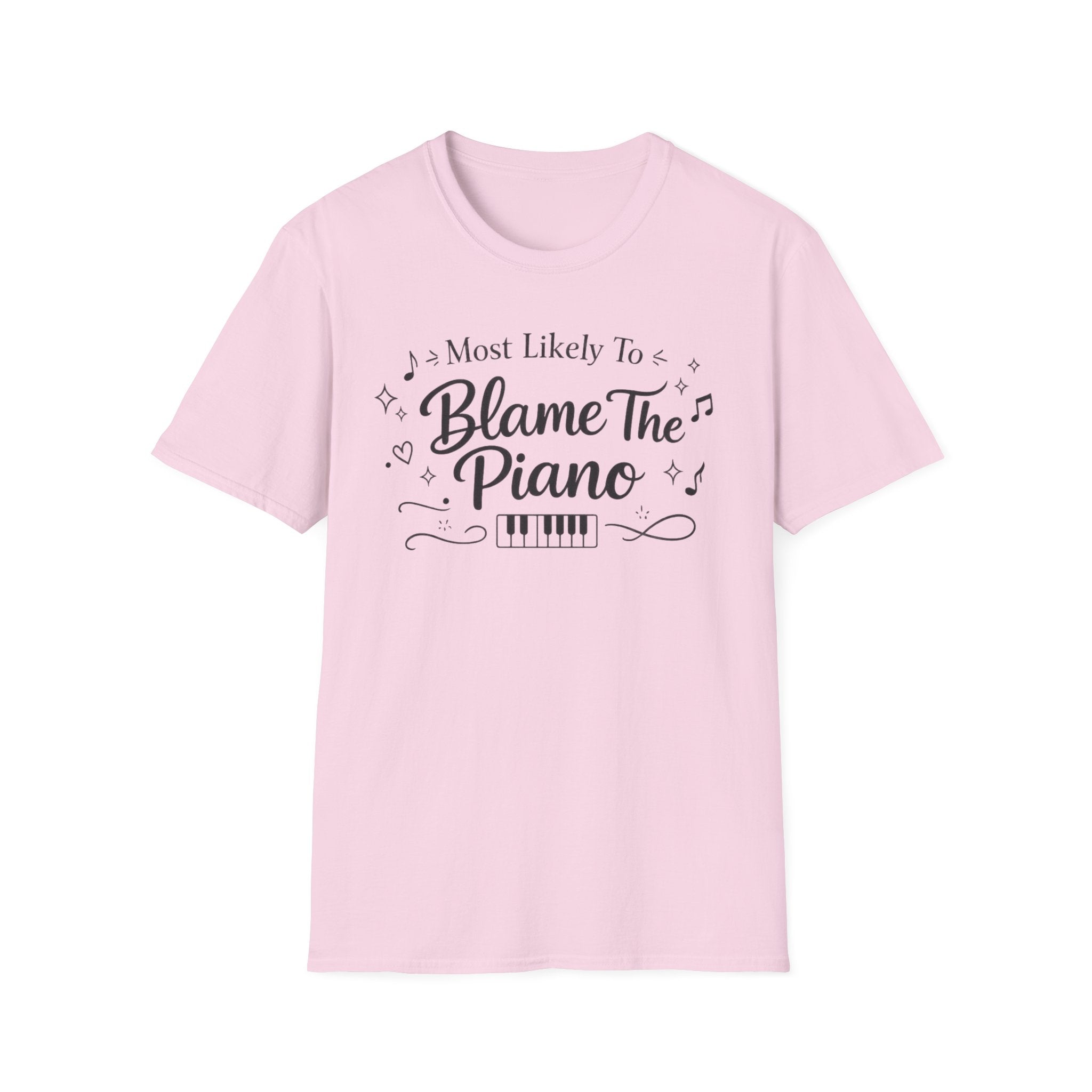 Most Likely To Blame Piano" Script T-Shirt
