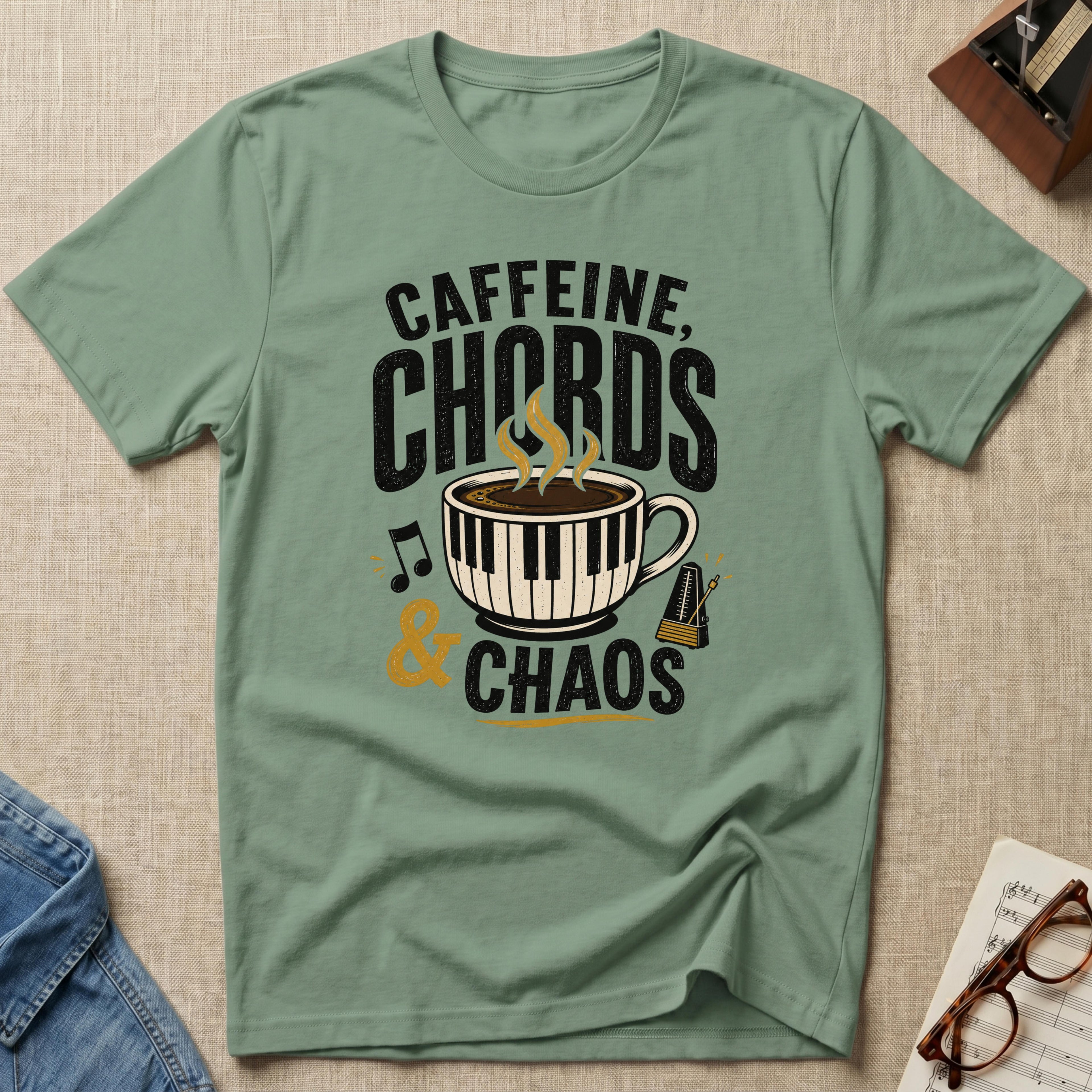 "Caffeine, Chords & Chaos" T-Shirt