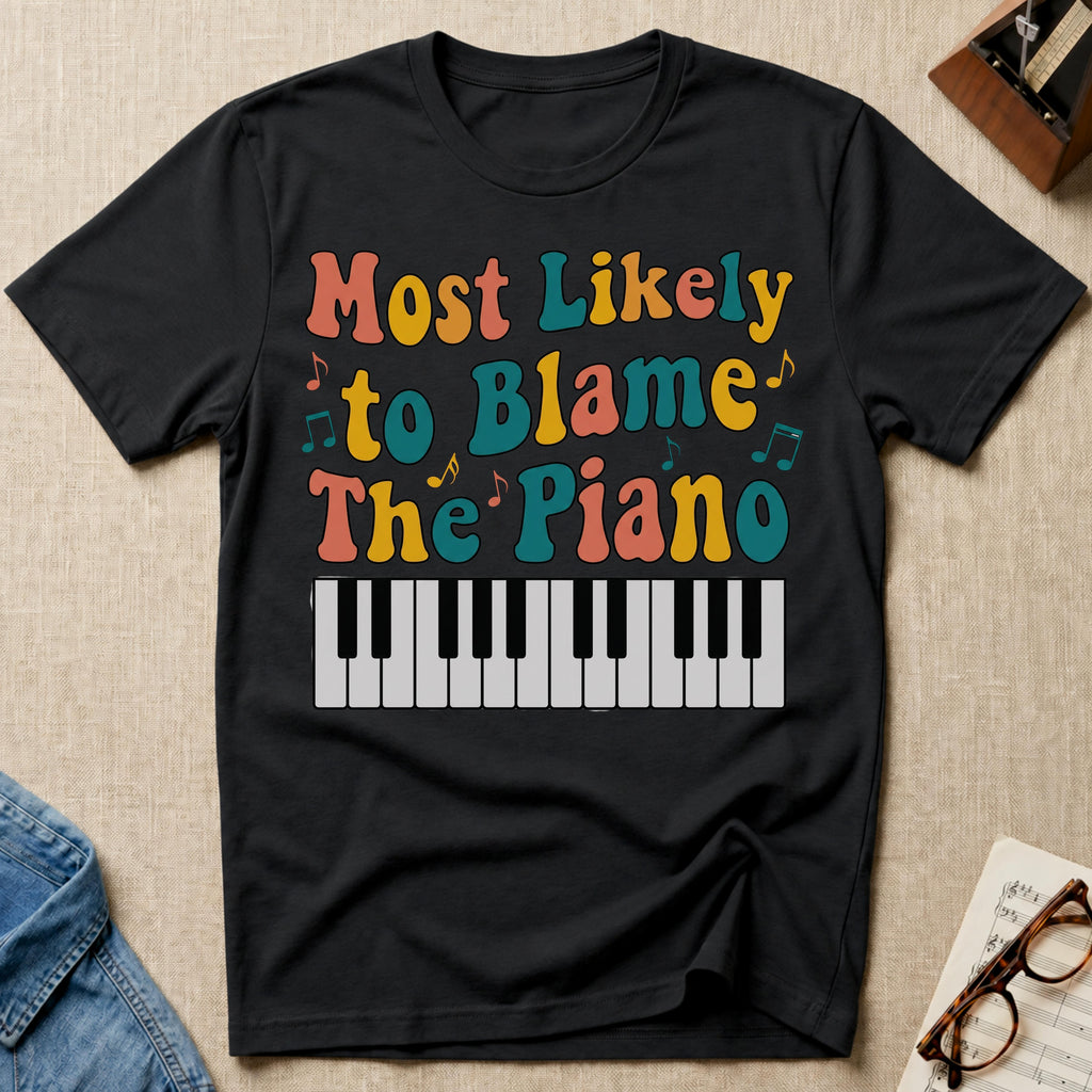 Most Likely To Blame Piano Retro T-Shirt