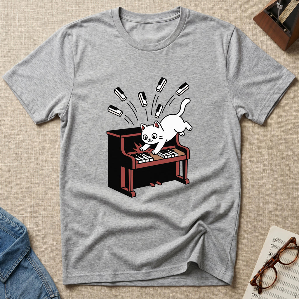 Cute Cat Destroying Piano T-Shirt