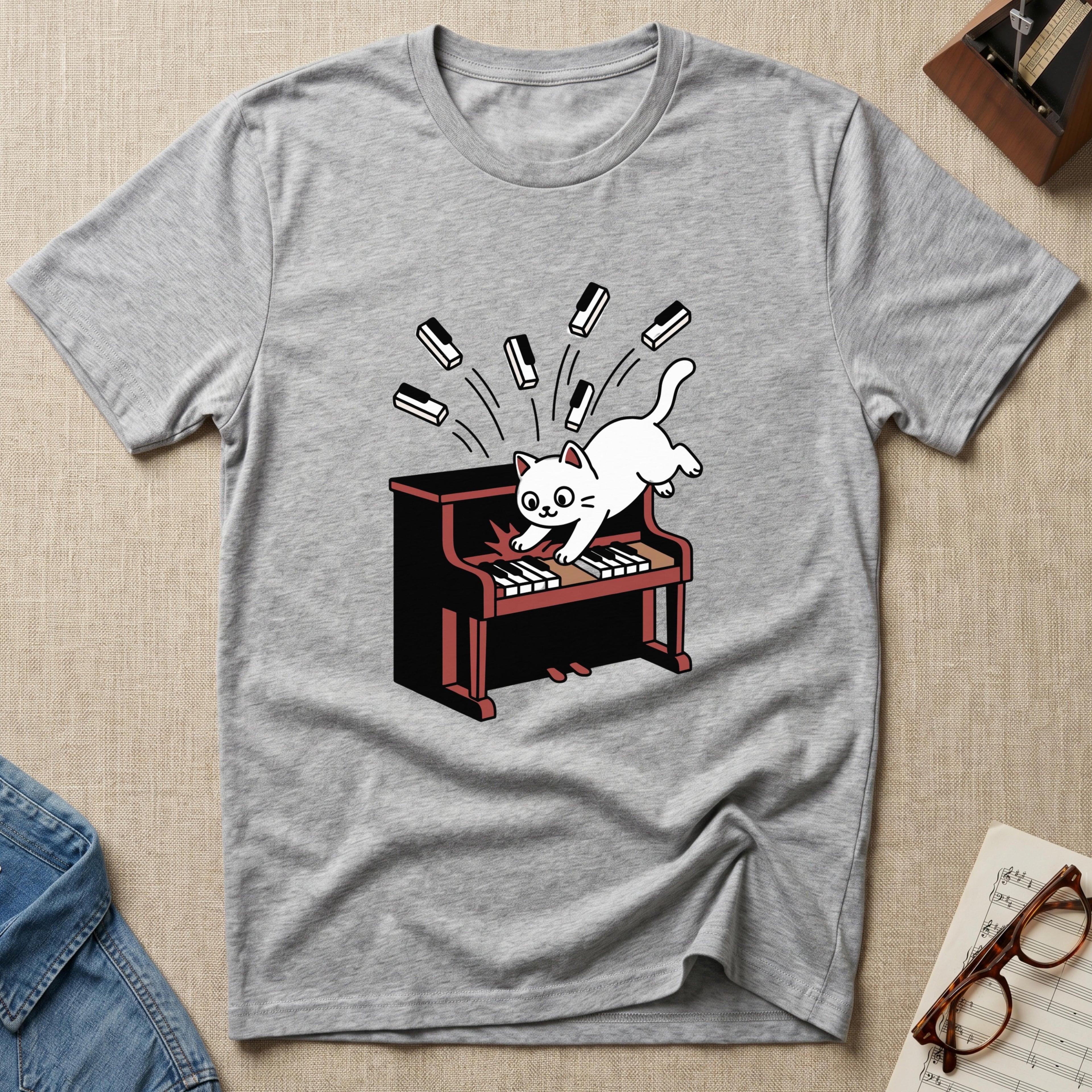 Cute Cat Destroying Piano T-Shirt