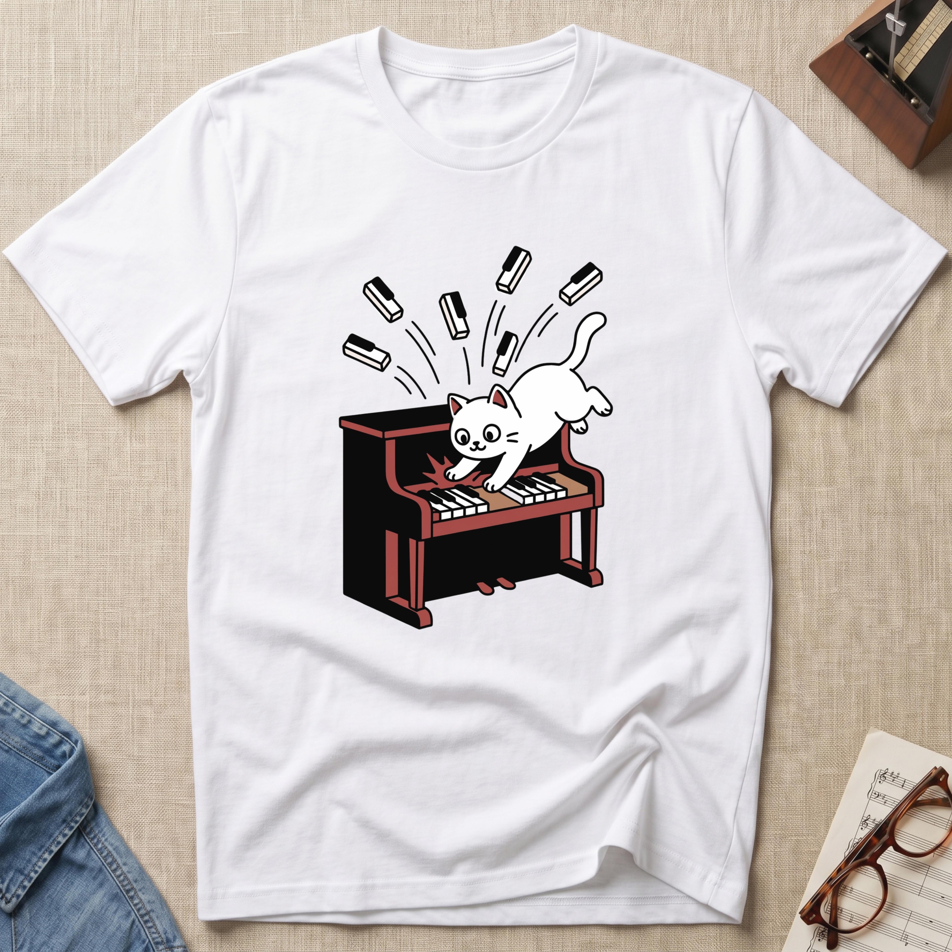 Cute Cat Destroying Piano T-Shirt