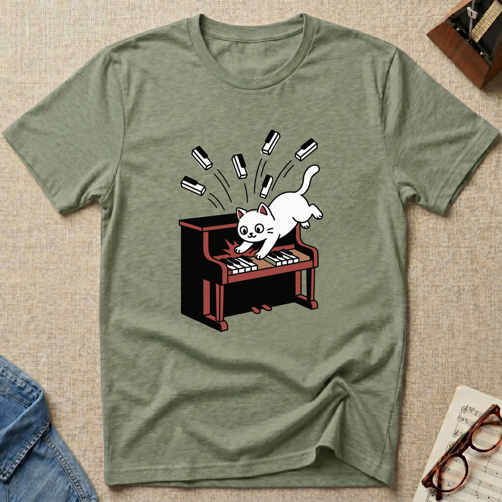 Cute Cat Destroying Piano T-Shirt