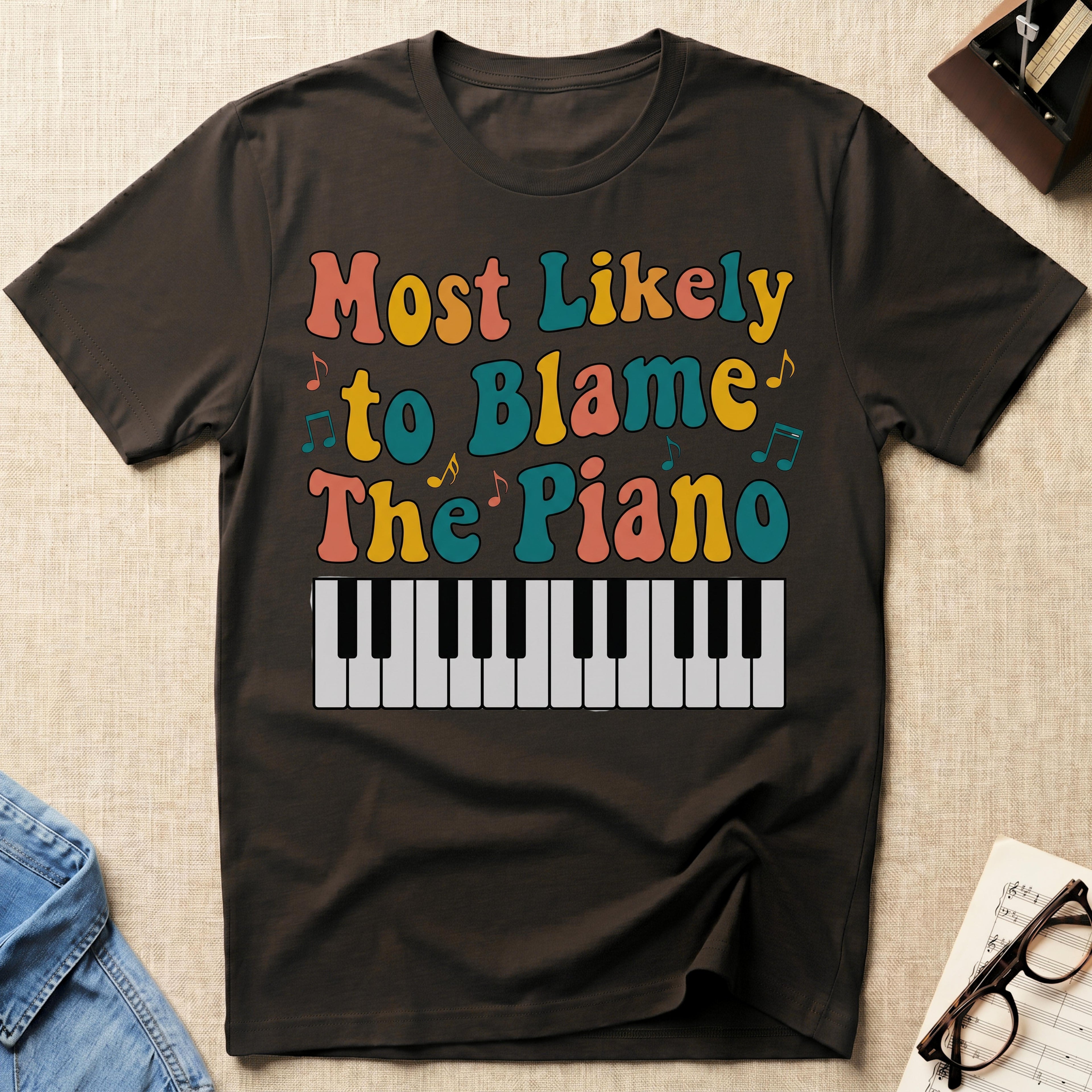 Most Likely To Blame Piano Retro T-Shirt