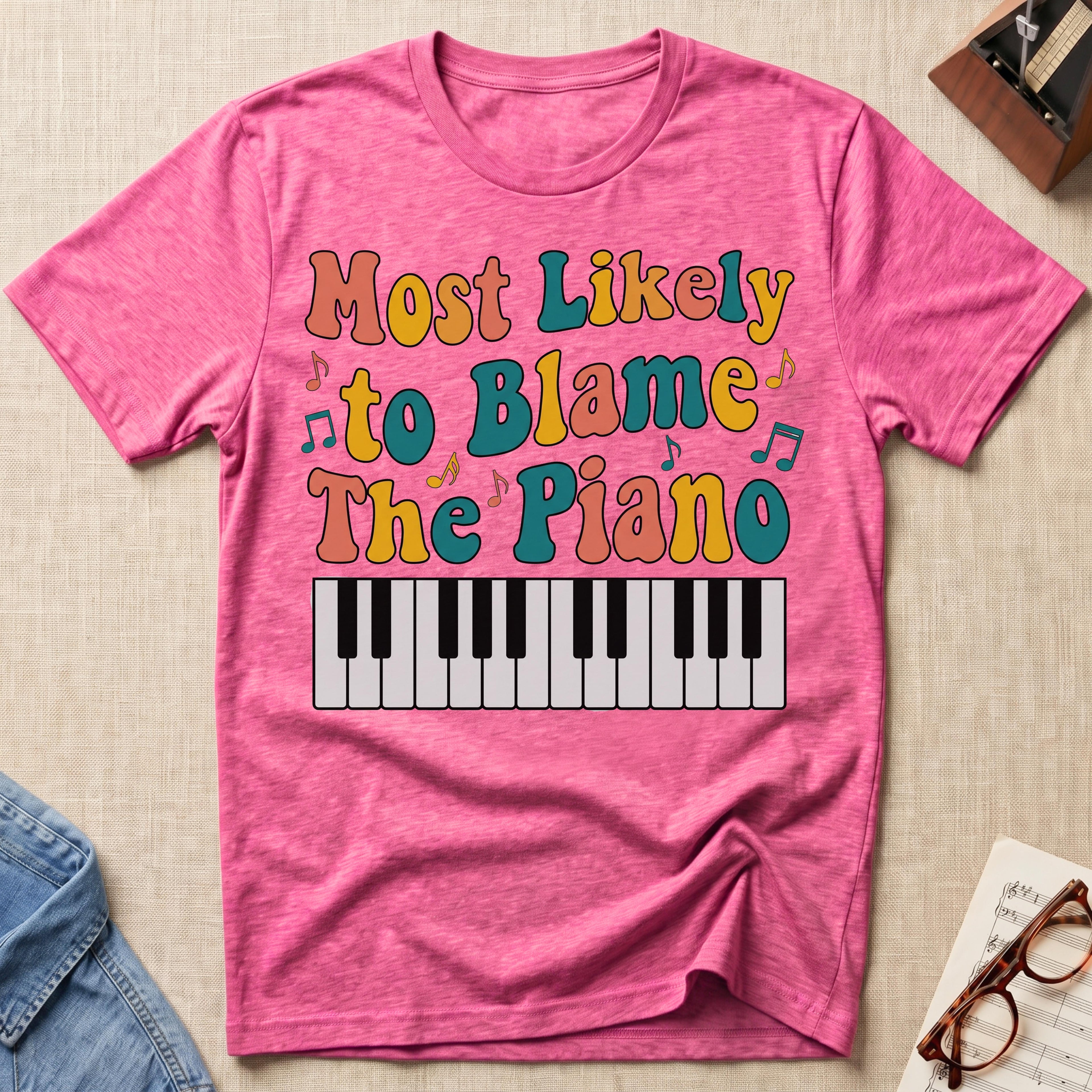 Most Likely To Blame Piano Retro T-Shirt