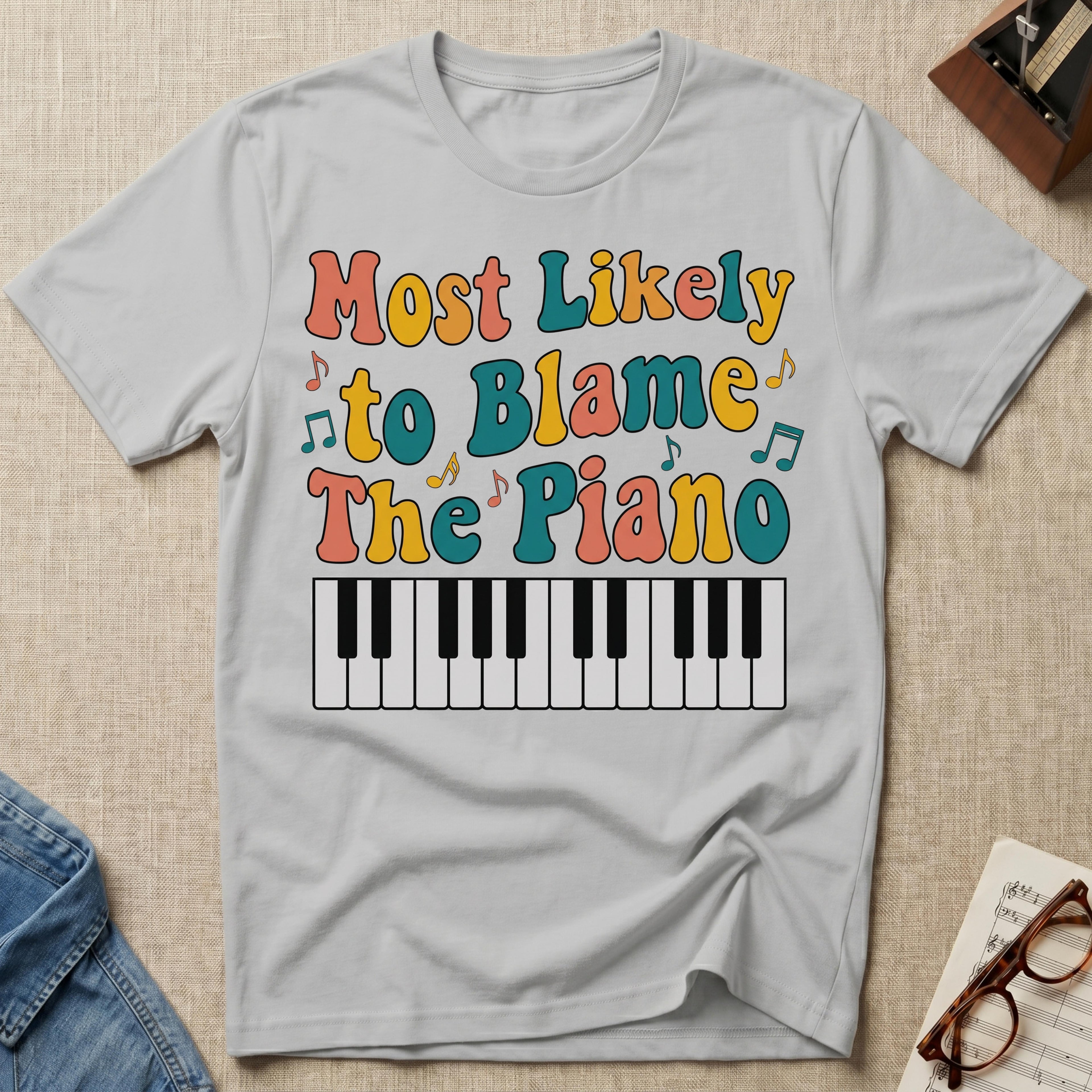 Most Likely To Blame Piano Retro T-Shirt