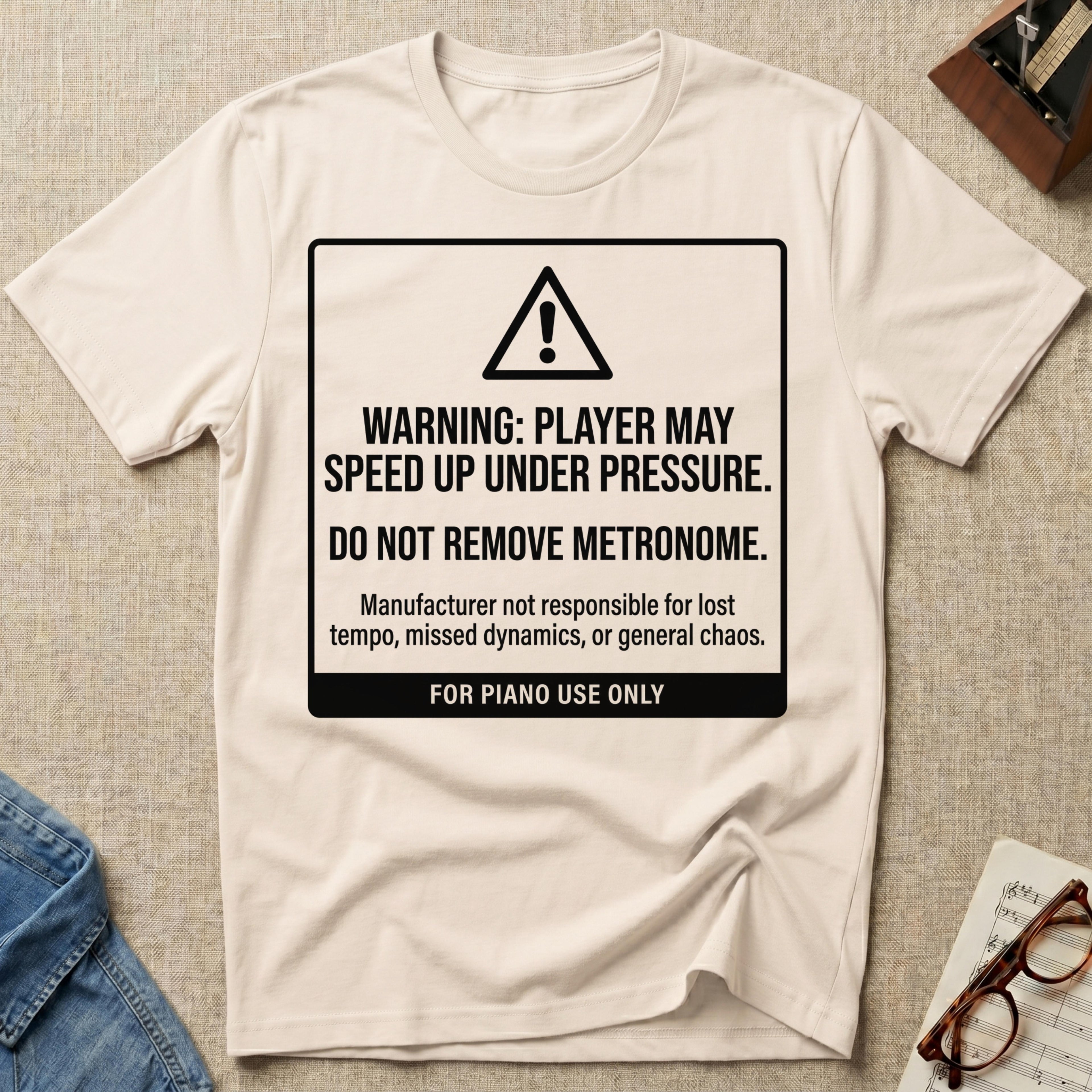 Warning. Player May Speed Up. Use Metronome" T-Shirt