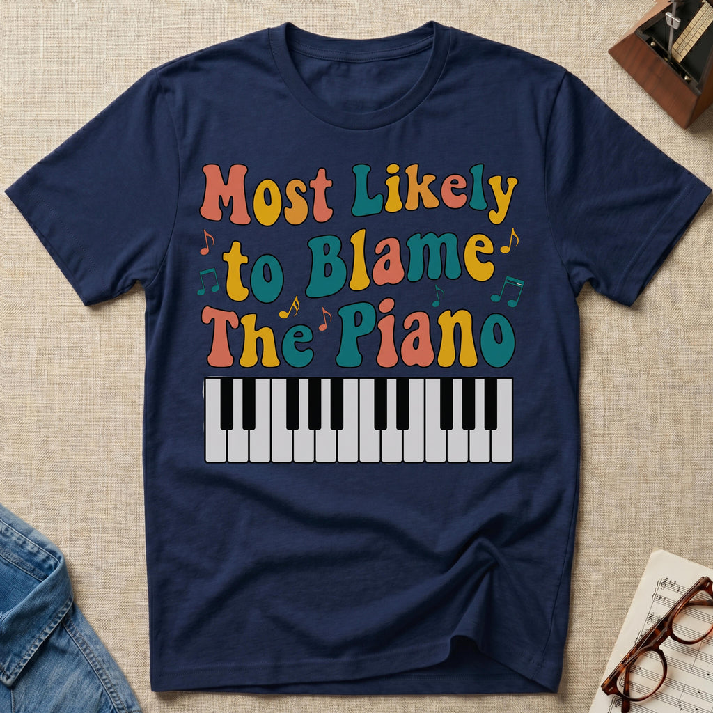 Most Likely To Blame Piano Retro T-Shirt
