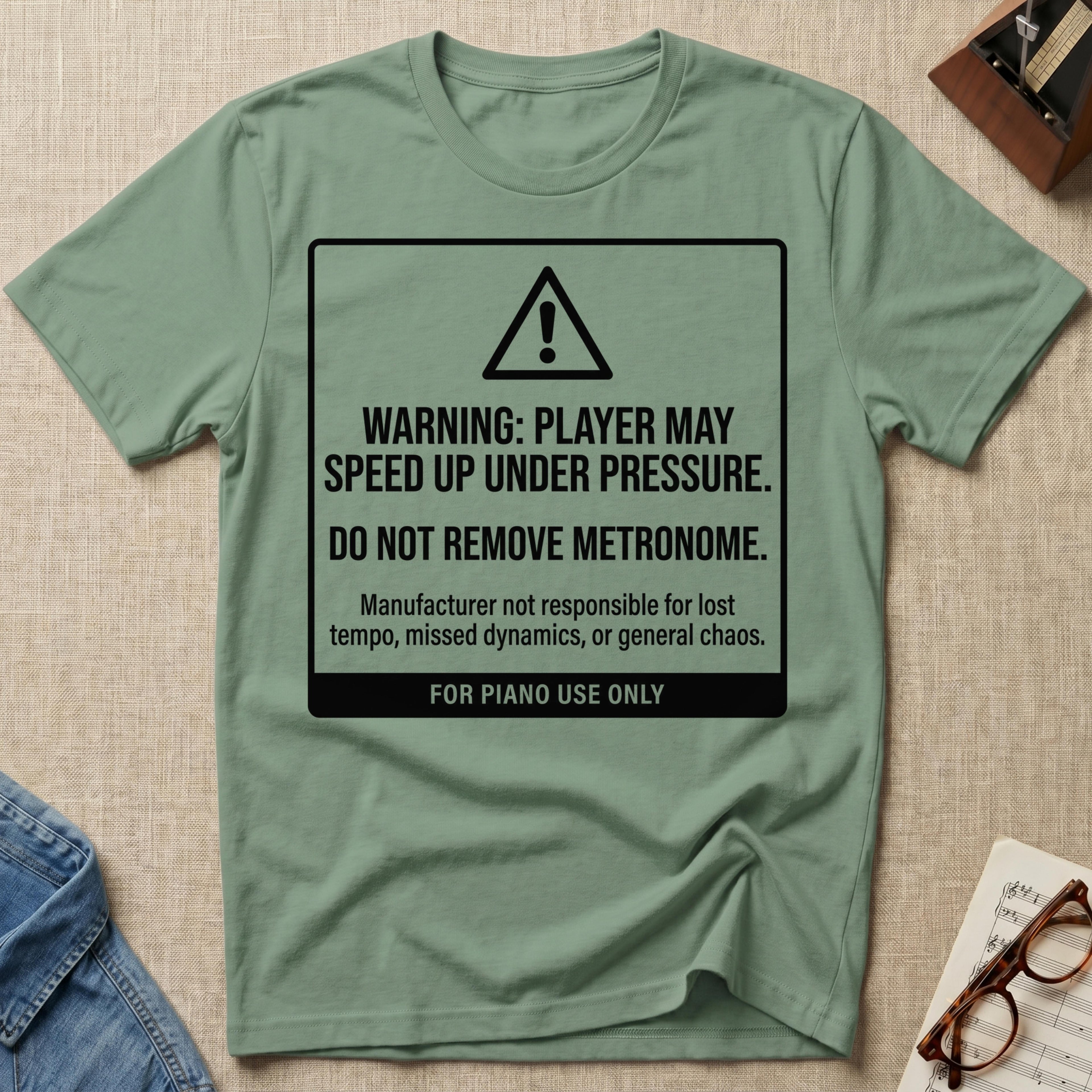 Warning. Player May Speed Up. Use Metronome" T-Shirt
