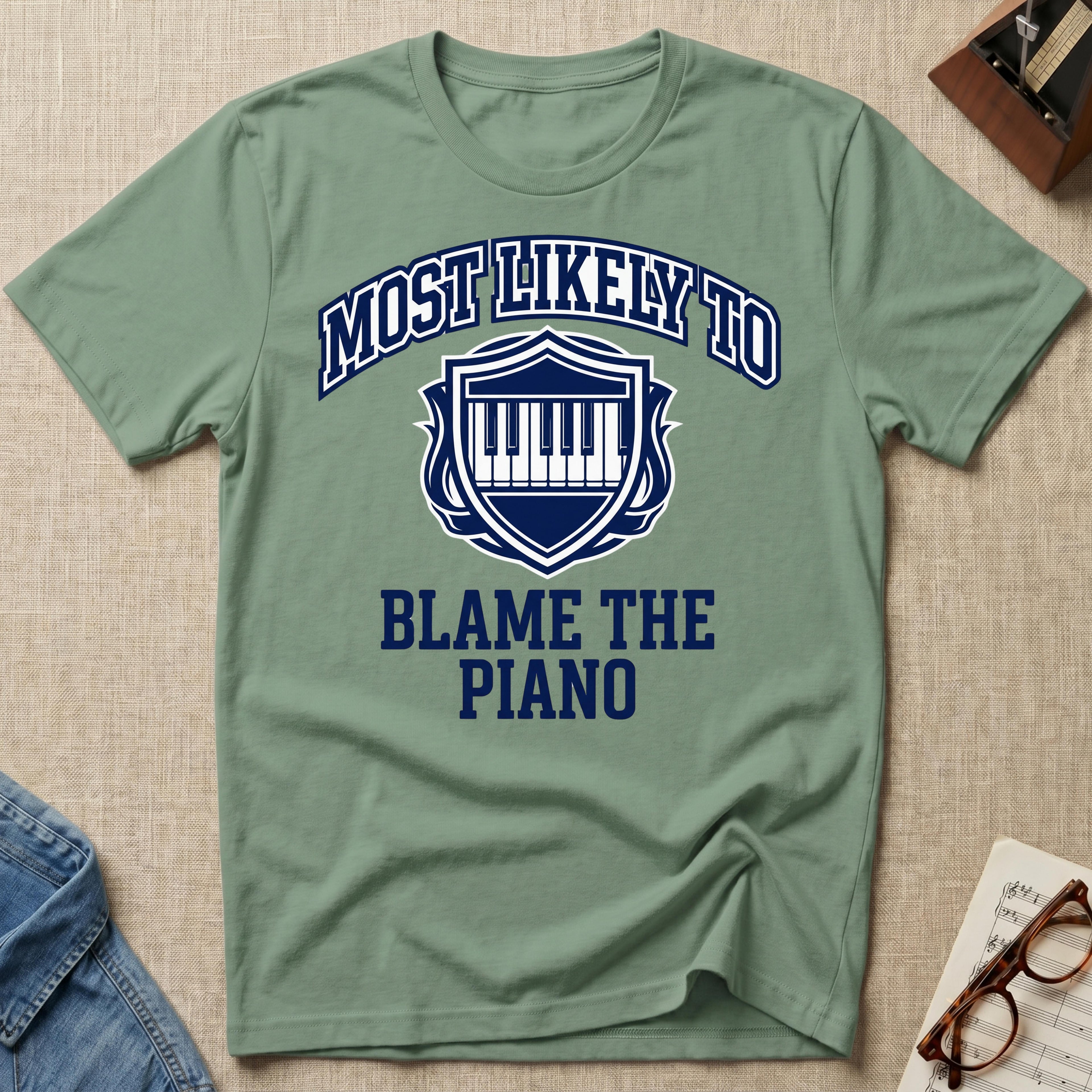Most Likely To Blame Piano T-Shirt (Collegiate)