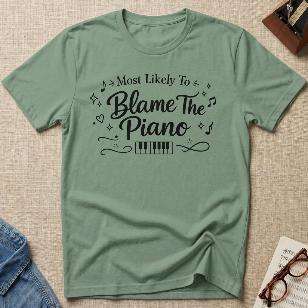 Most Likely To Blame Piano T-Shirt (Script)