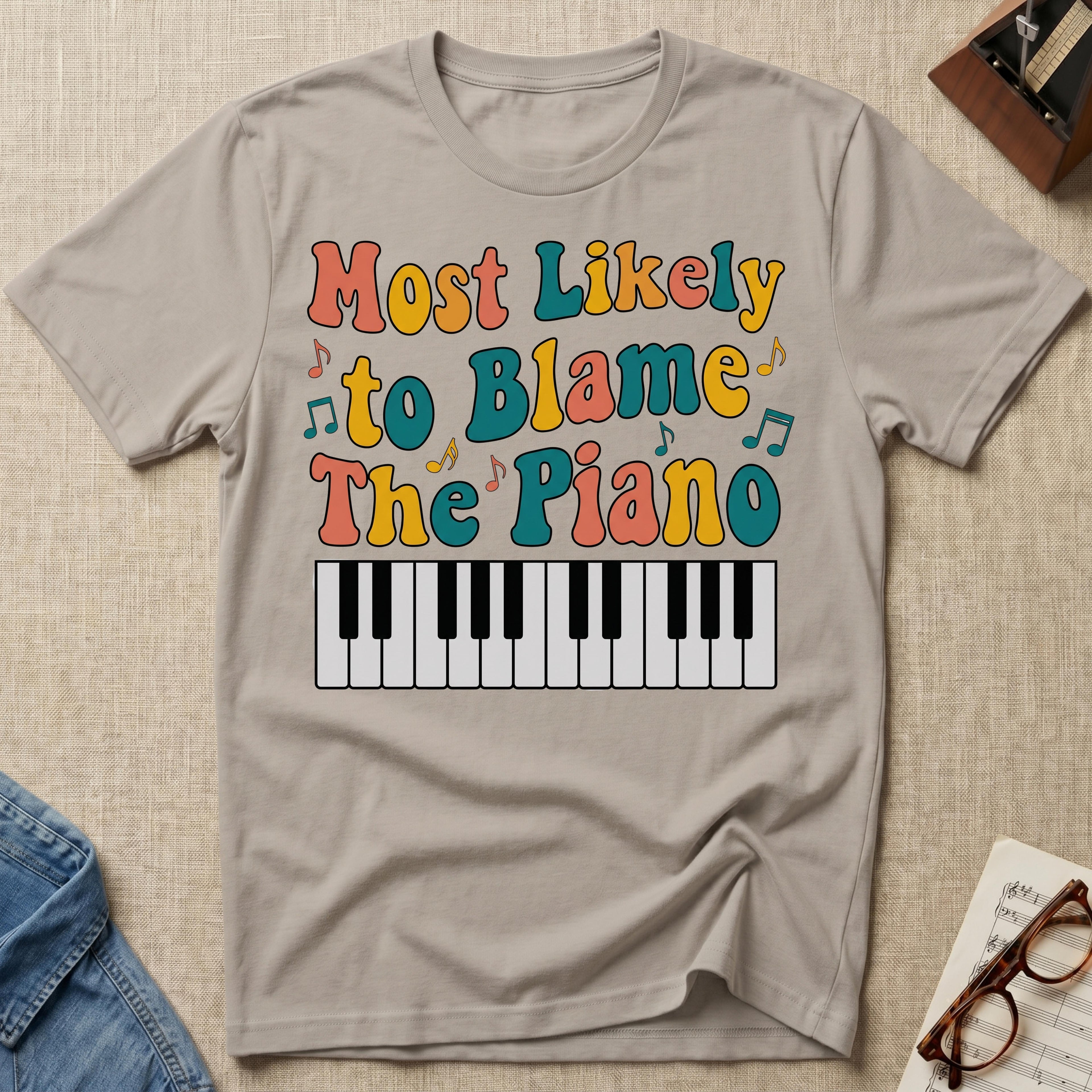 Most Likely To Blame Piano Retro T-Shirt
