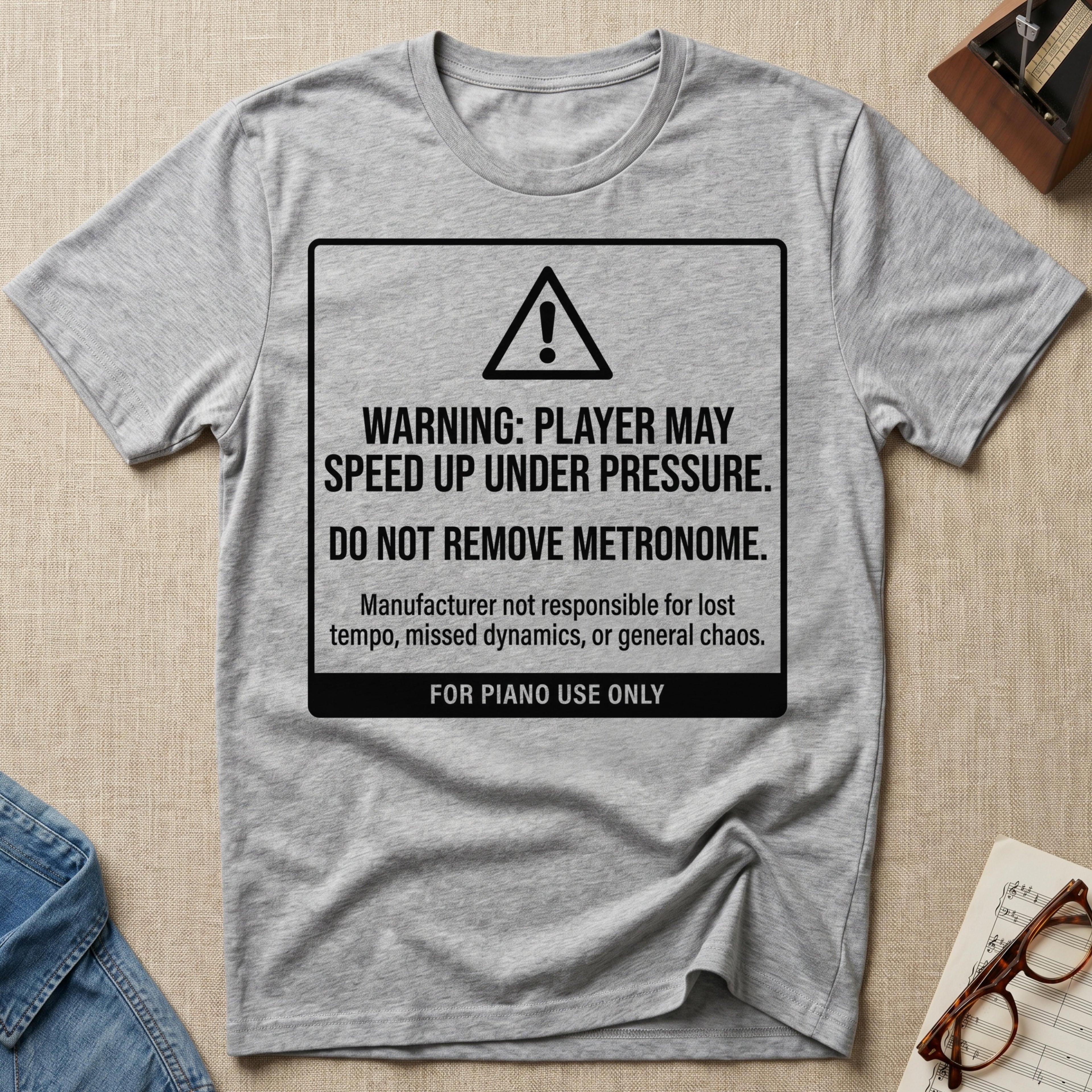 Warning. Player May Speed Up. Use Metronome" T-Shirt
