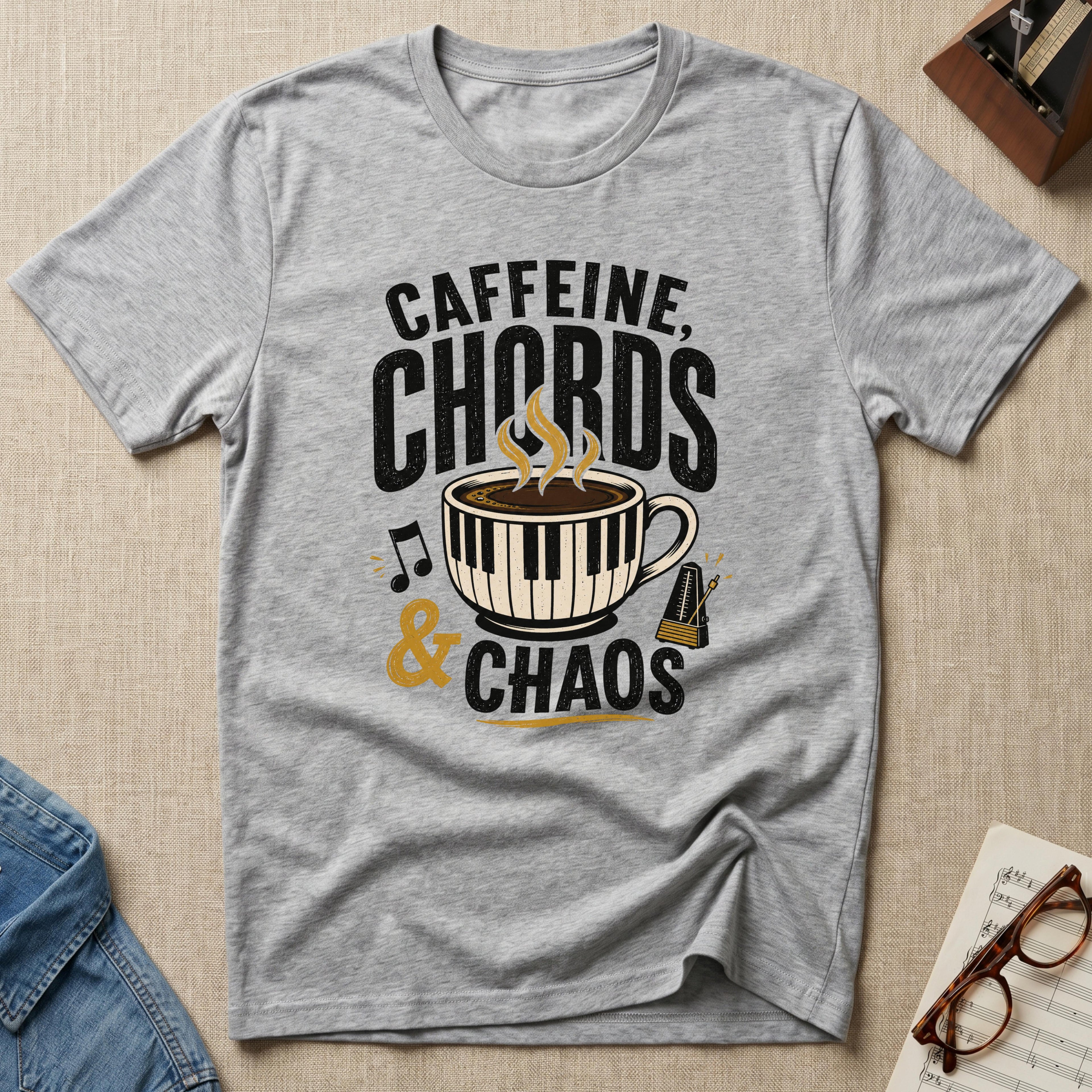 "Caffeine, Chords & Chaos" T-Shirt