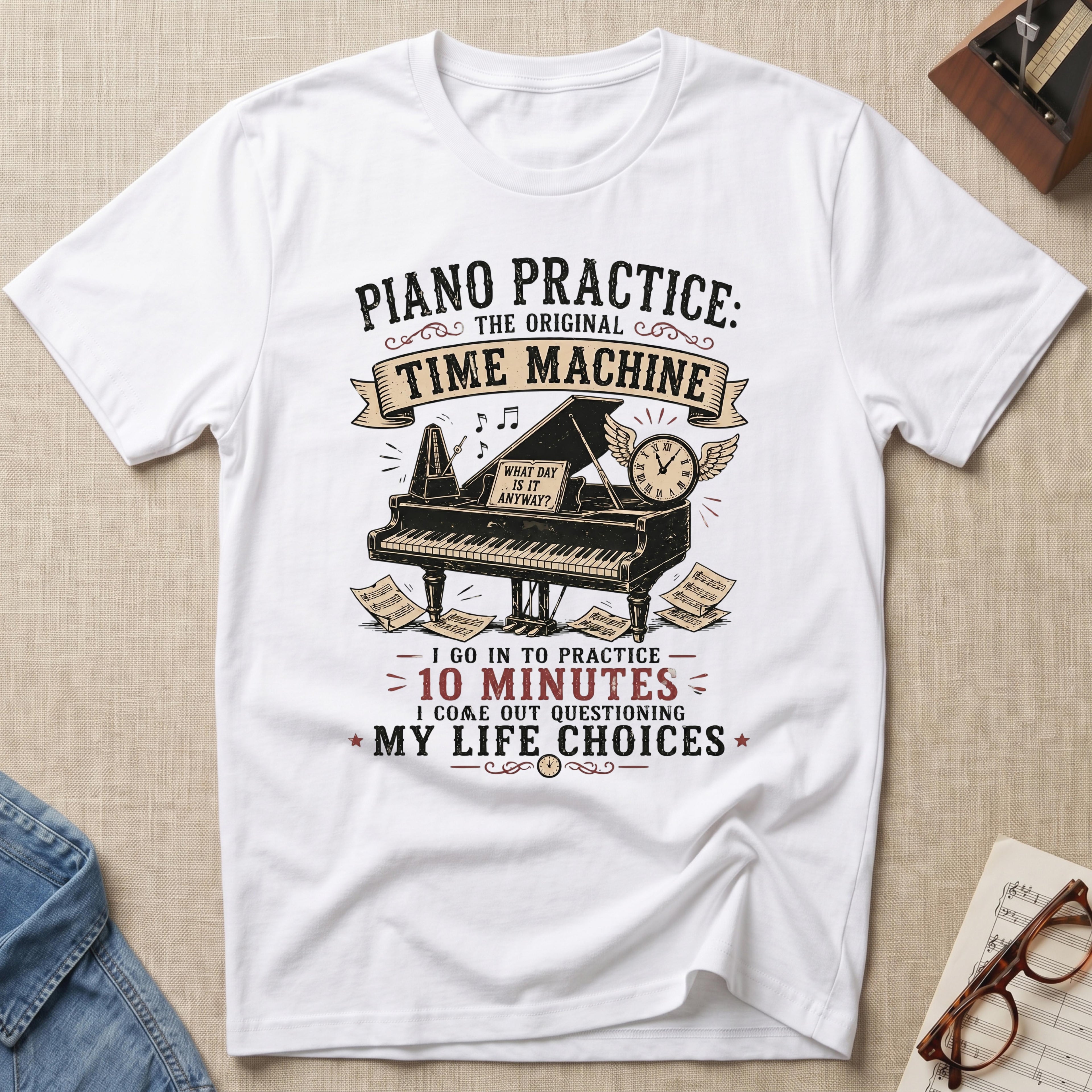 Piano Practice Time Machine T-Shirt